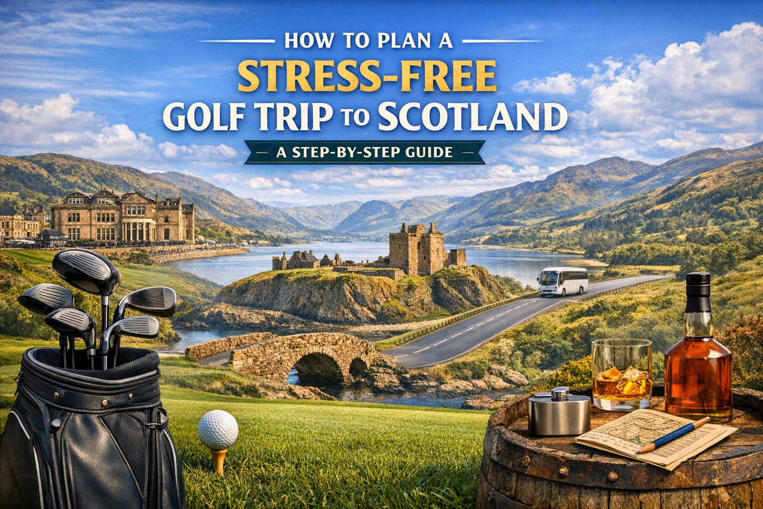 Rectangular Scotland golf travel itinerary