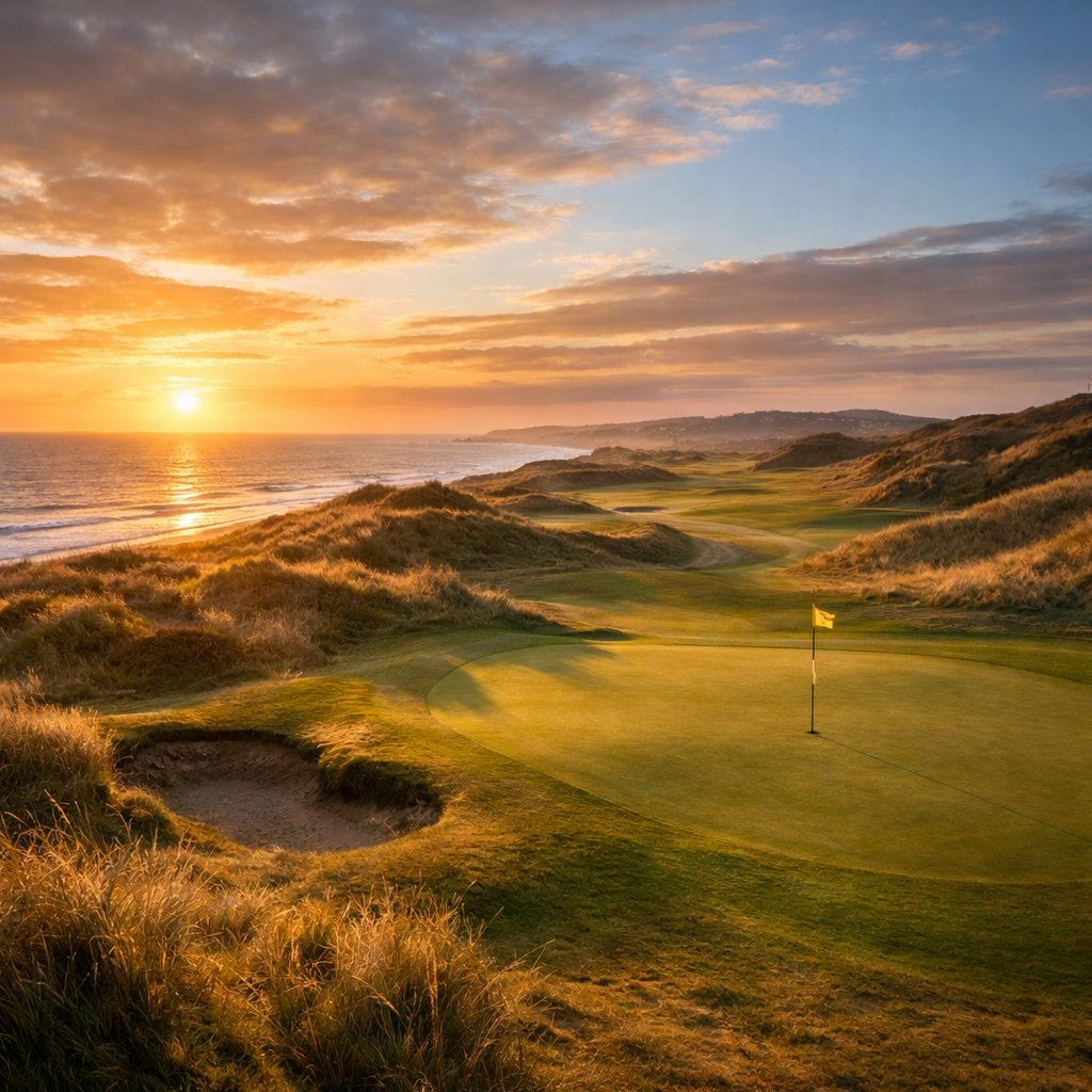 Scottish links golf sunrise